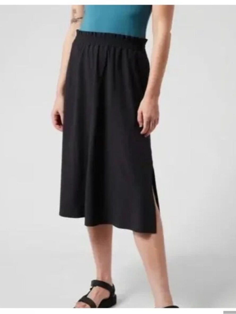 Athleta Black Midi Skirt with Side Slit